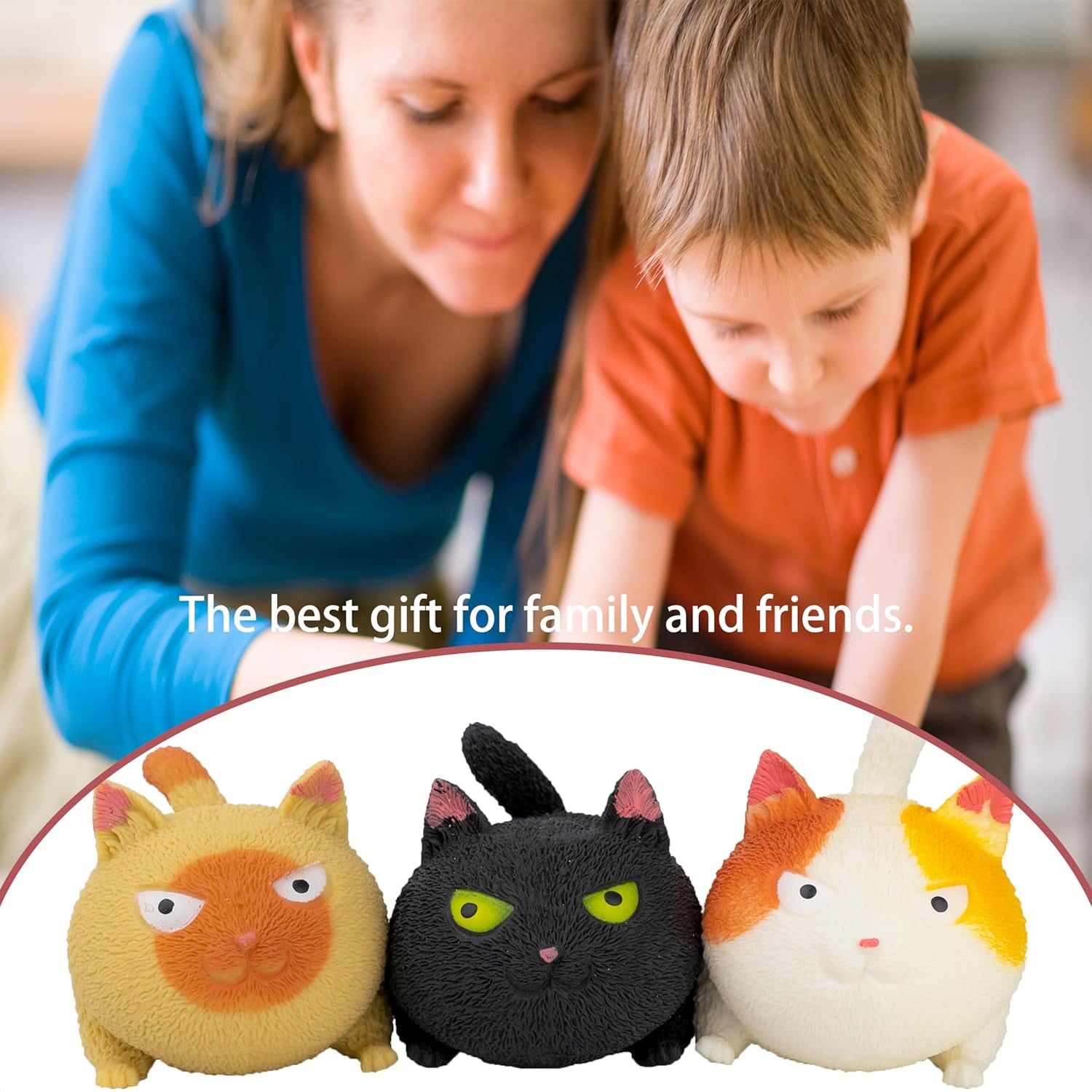 Squishy Fidget Sensory Stress Cat-Shaped Toys for Children Adults Teens Kids, Decompression Squeeze Relief Calming Toys for Kids and Adults,Anxiety Relief (Black)