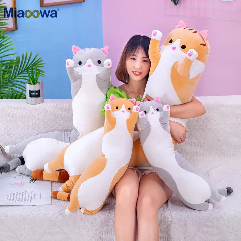 Cute Soft Long Cat Plush Toys - 50/70Cm Stuffed Nap Pillow for Office, Bed, and Home Decor - Perfect Gift Doll for Kids and Girls