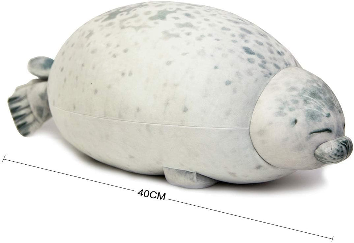 Cute Blob Seal Pillow, Chubby Seal Plush Hug Pillow Soft Stuffed Animal Toy (White, 15")