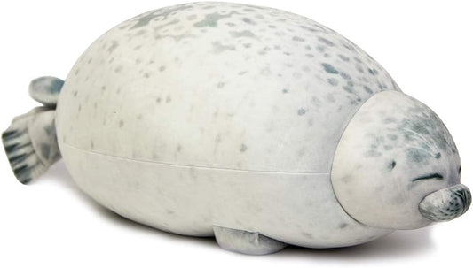 Cute Blob Seal Pillow, Chubby Seal Plush Hug Pillow Soft Stuffed Animal Toy (White, 15")