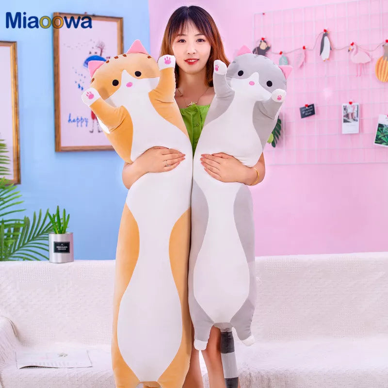 Cute Soft Long Cat Plush Toys - 50/70Cm Stuffed Nap Pillow for Office, Bed, and Home Decor - Perfect Gift Doll for Kids and Girls