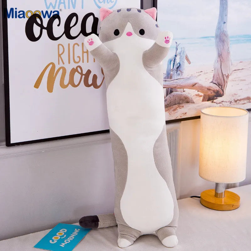 Cute Soft Long Cat Plush Toys - 50/70Cm Stuffed Nap Pillow for Office, Bed, and Home Decor - Perfect Gift Doll for Kids and Girls