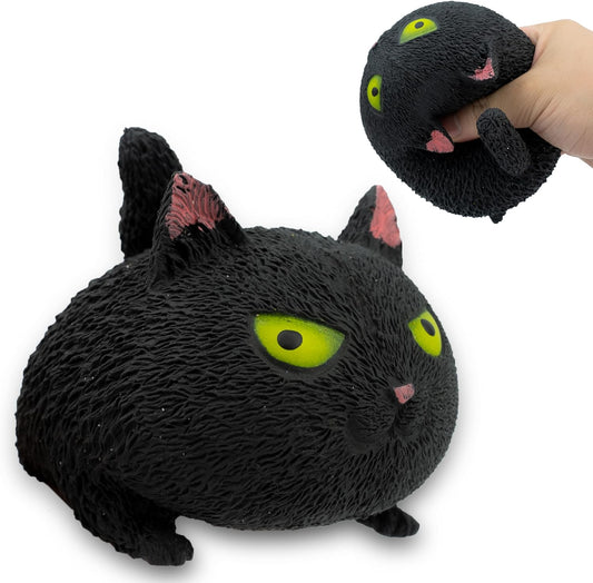 Squishy Fidget Sensory Stress Cat-Shaped Toys for Children Adults Teens Kids, Decompression Squeeze Relief Calming Toys for Kids and Adults,Anxiety Relief (Black)