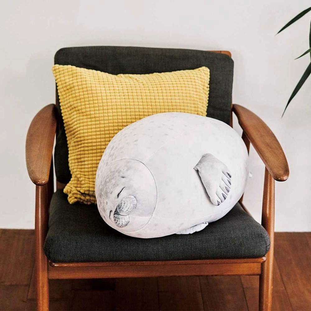 Cute Blob Seal Pillow, Chubby Seal Plush Hug Pillow Soft Stuffed Animal Toy (White, 24")